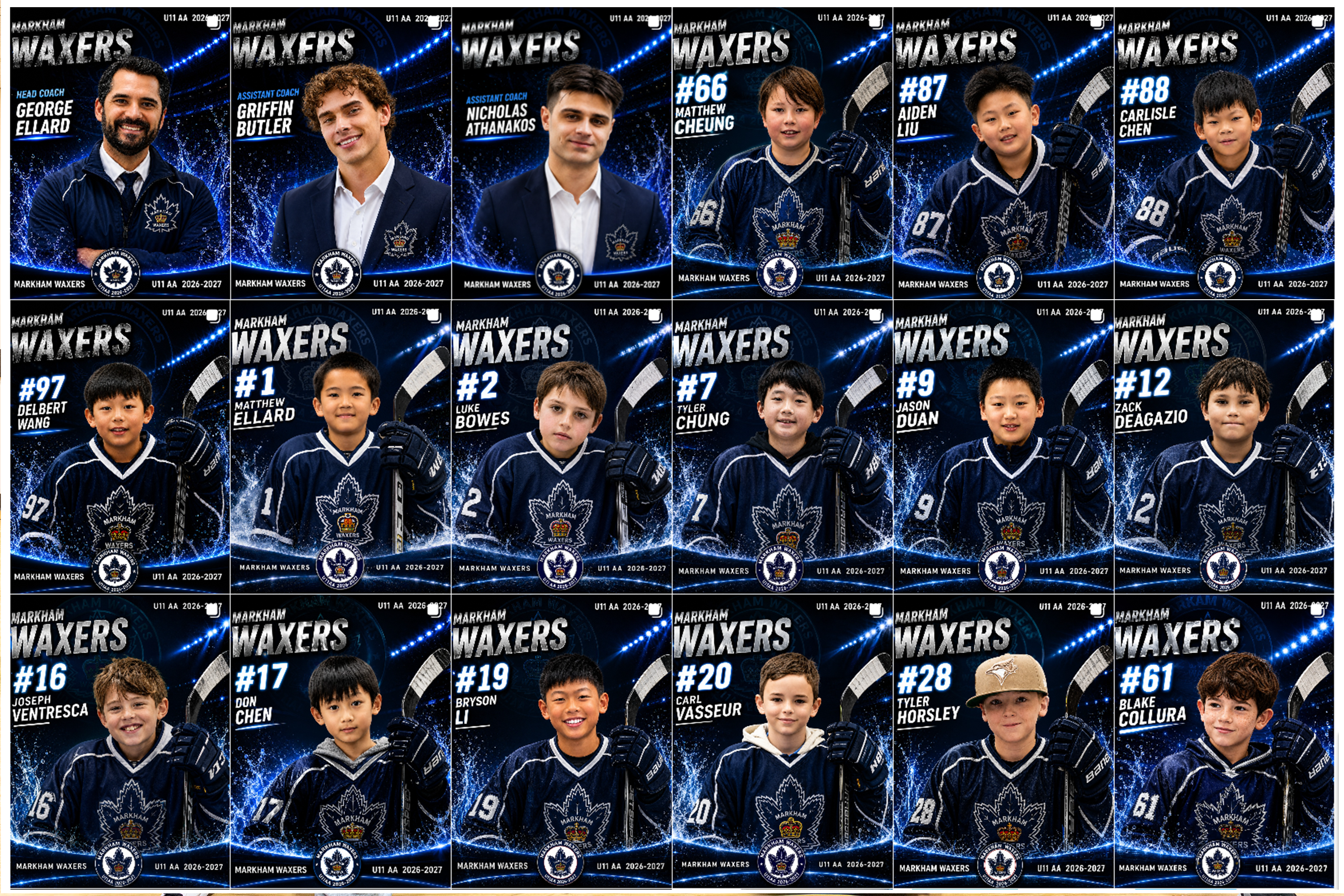 2026-2027 Markham Waxers U11 AA team announcement graphic